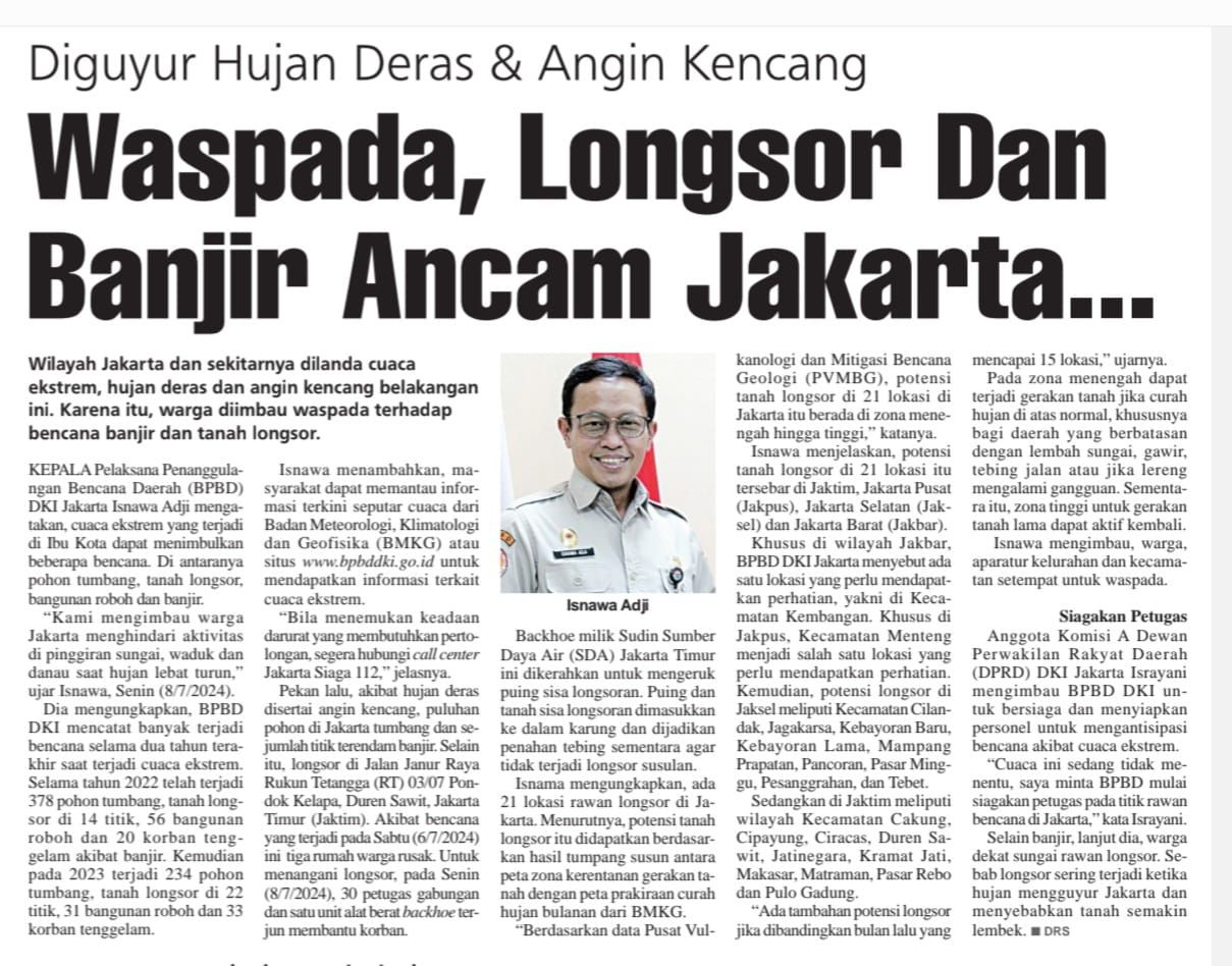 Waspada, Banjir dan Longsor Ancam Jakarta